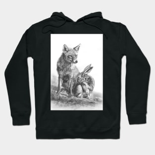 An Unlikely Alliance fox and hare pencil drawing Hoodie